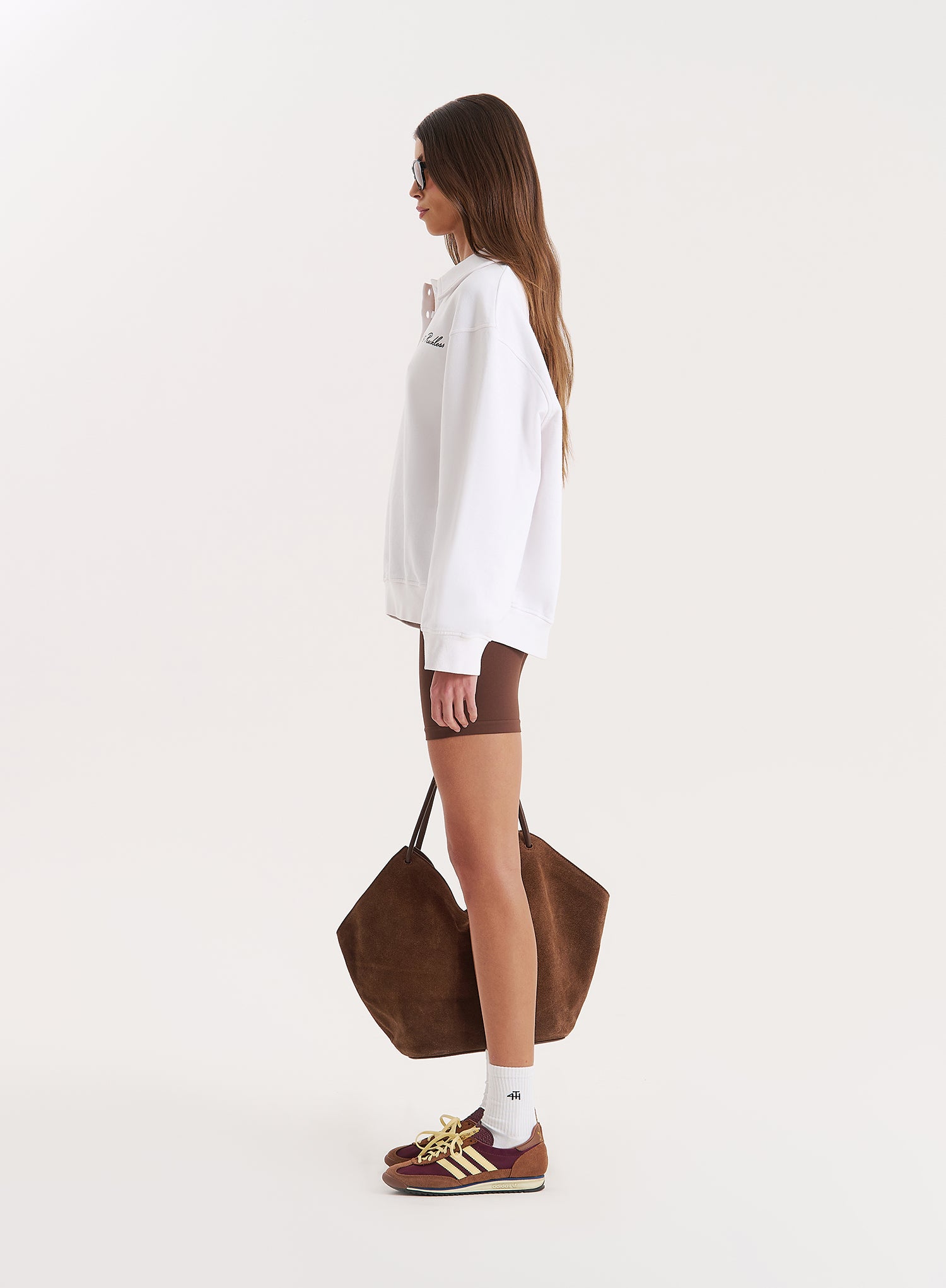 White Branded Polo Sweatshirt